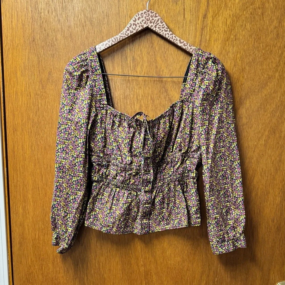 J. Crew Cinched-Waist Organic Cotton Top Liberty Fabric Busy Izzy Floral 12